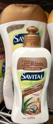 Shampoo savital 510ml + Crema para peinar Rizos Multioleos y Sabila