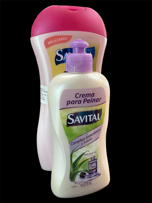 Shampoo savital 510ml + Crema para peinar  complejo hialuronico 275ml