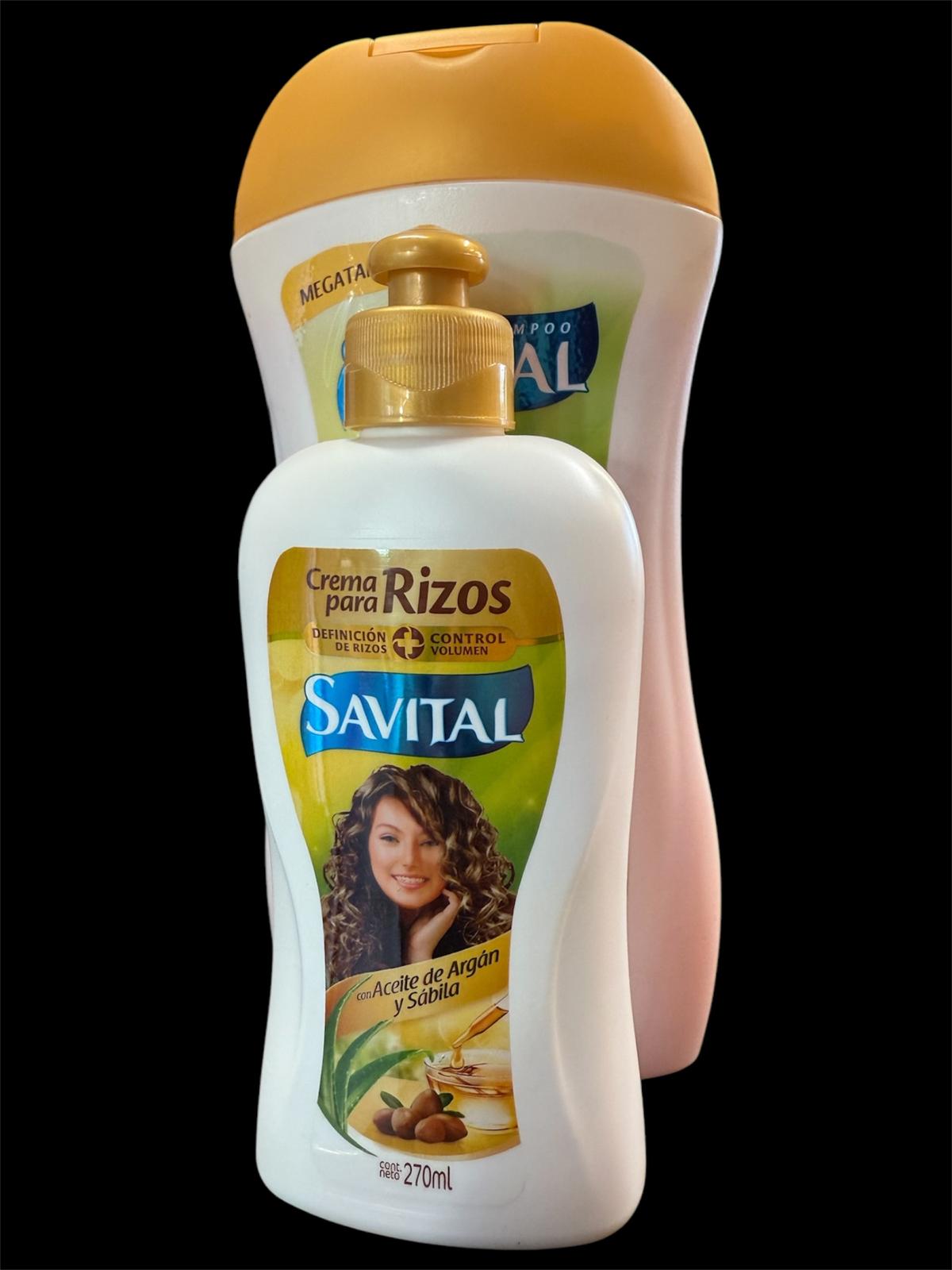 Shampoo savital 510ml + crema para peinar rizos 270ml