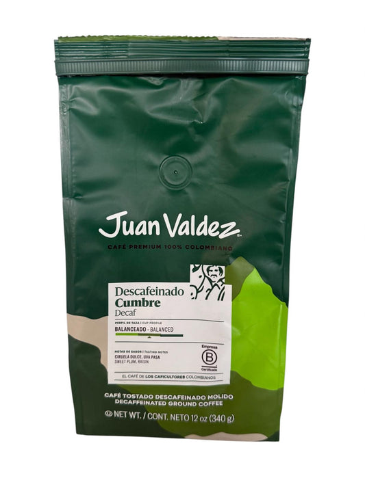 Café Juan Valdez cumbre descafeinado 340GR