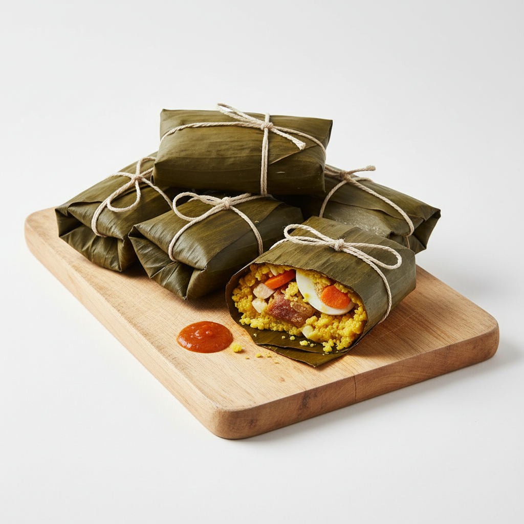 Tamales Tolimenses colombianos envueltos en hoja de bijao