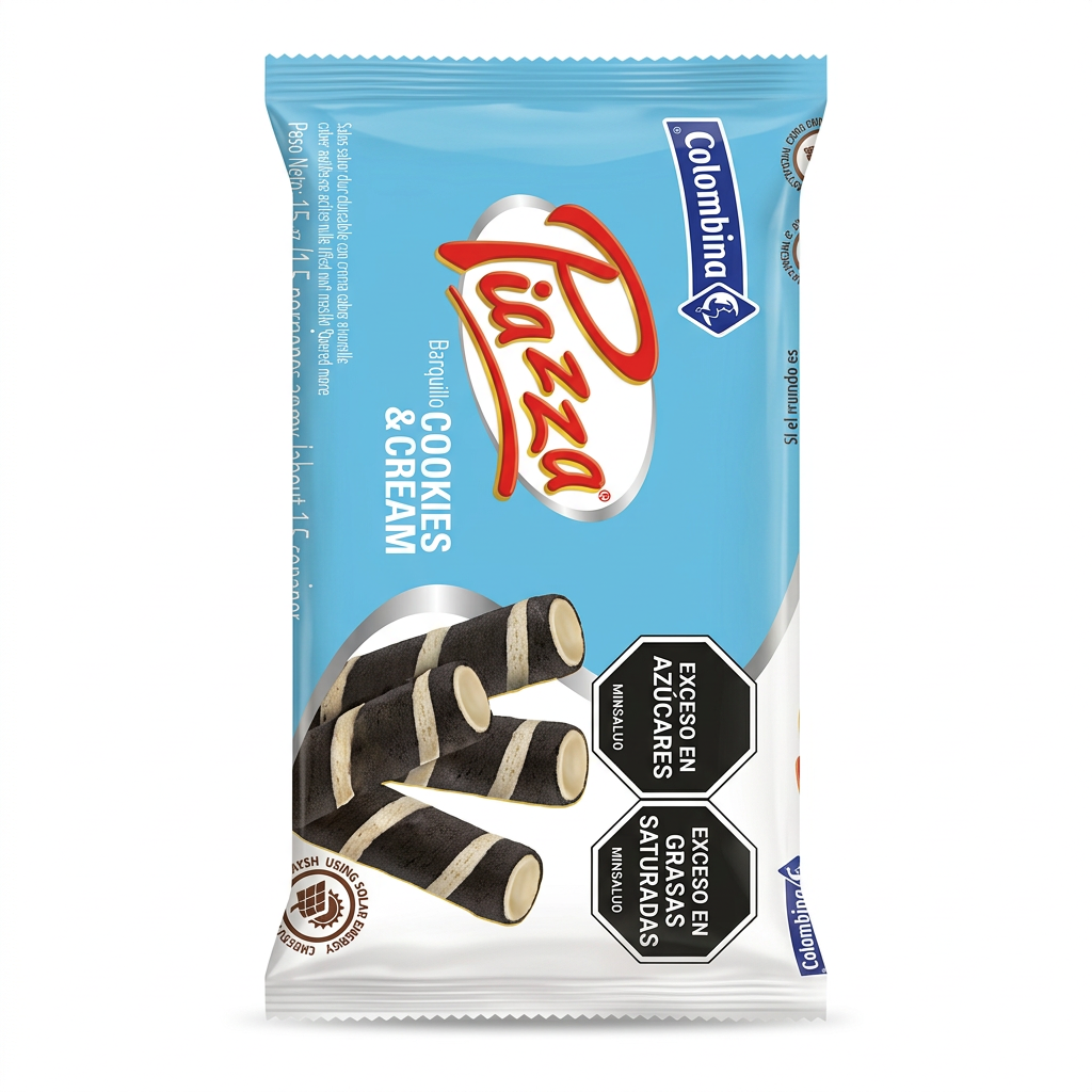 Barquillo Piazza Cookies de Colombina con fondo blanco
